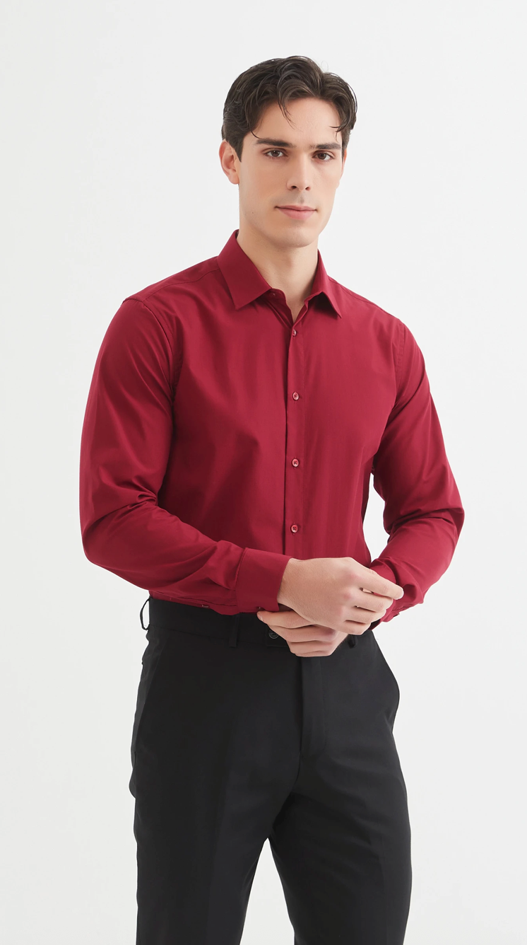 Chemise unie coupe confort Bordeaux