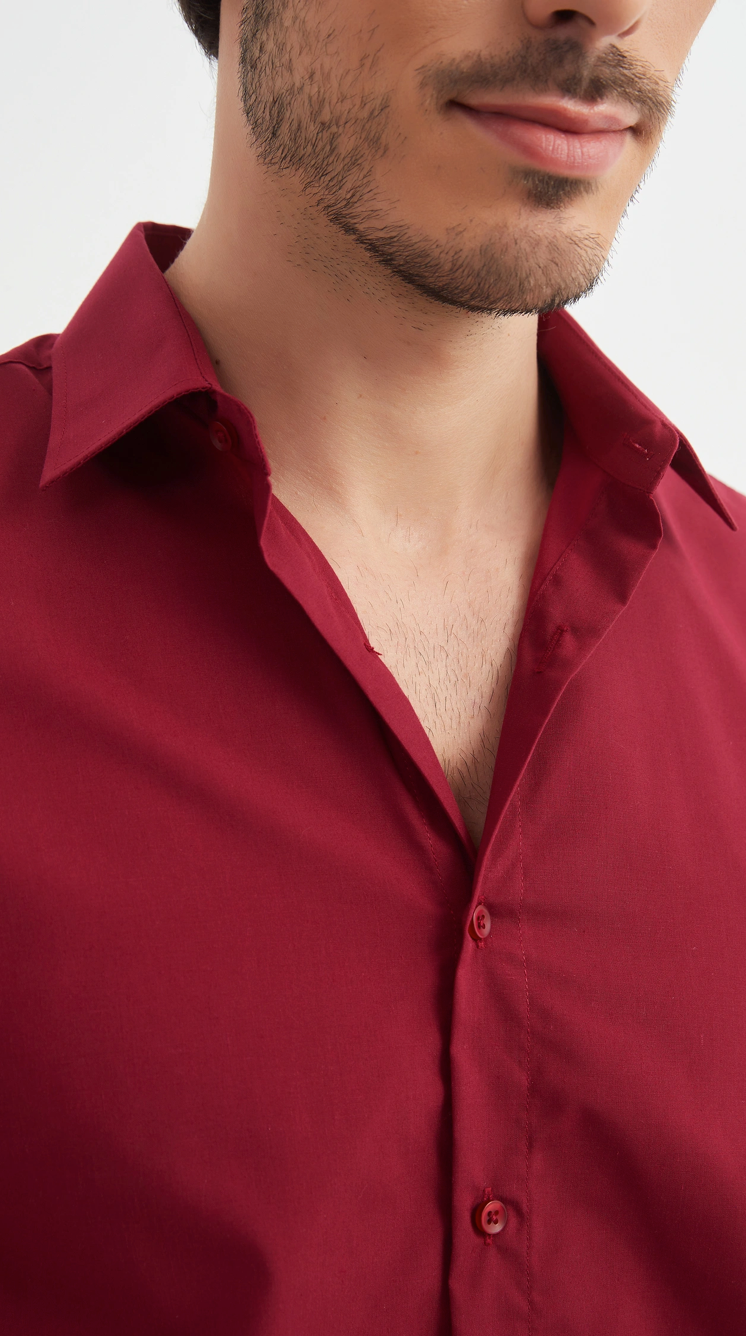 Chemise unie coupe confort Bordeaux