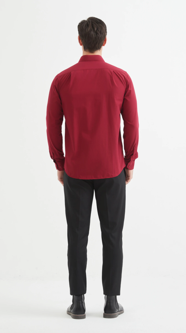 Chemise unie coupe confort Bordeaux