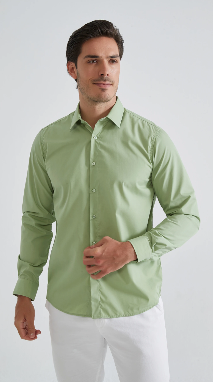 Chemise unie coupe confort Vert