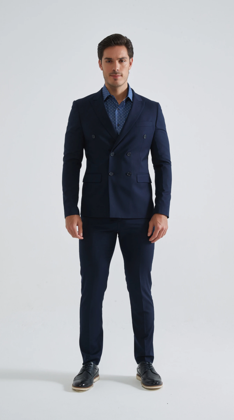 Costume croisé bleu marine 2 pièces