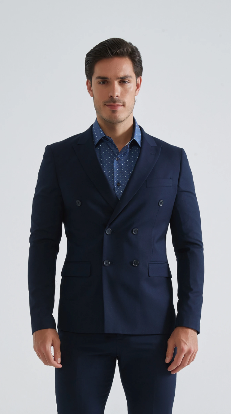 Costume croisé bleu marine 2 pièces