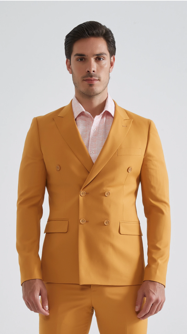 Costume croisé moutarde 2 pièces