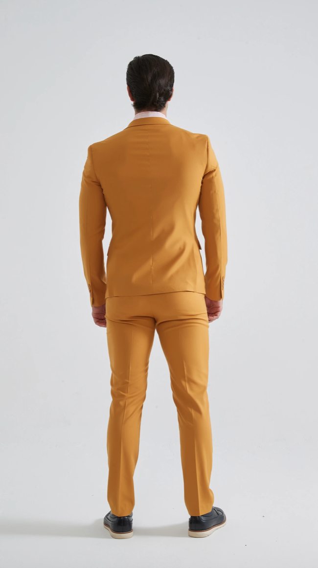 Costume croisé moutarde 2 pièces